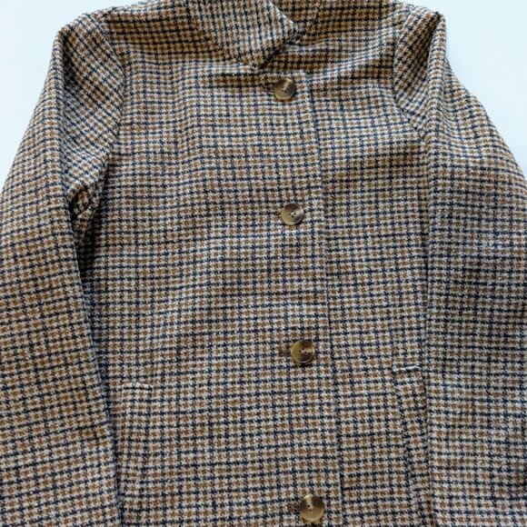 Old Navy Soft-Brushed Houndstooth Plaid Wool Blend Button Front Coat Medium - Picture 5 of 5